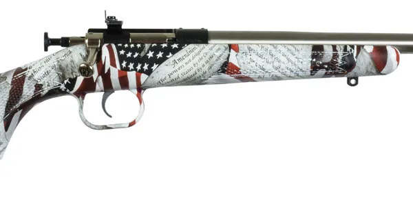 Crickett KSA3168 Youth  22 LR 1rd 16.12" Stainless Steel Barrel, Fixed Front/Adjustable Rear Peep Sights, American Flag/Amendment Synthetic Stock w/11.5" LOP, Rebounding Firing Pin Safety