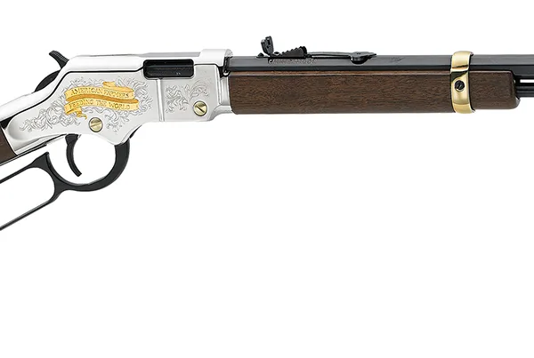 Henry H004AF Golden Boy American Farmer Tribute 22 Short, 22 Long or 22 LR Caliber with 16 LR/21 Short Capacity, 20" Blued Barrel, Nickel-Plated Metal Finish & American Walnut Stock Right Hand (Full S