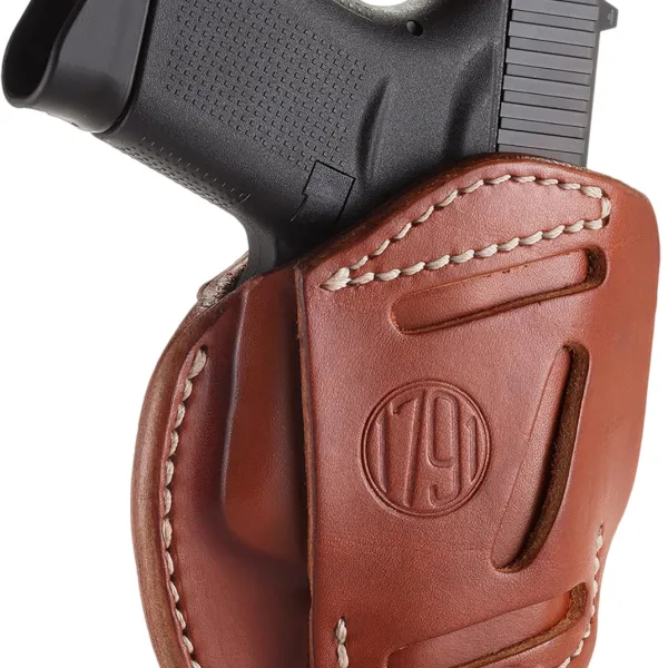 1791 Gunleather 3WH2CBRA 3-Way  IWB/OWB Size 02 Classic Brown Leather Belt Loop Compatible w/ Ruger LCP Compatible w/ Glock 42 Compatible w/ S&W Bodyguard Ambidextrous Hand