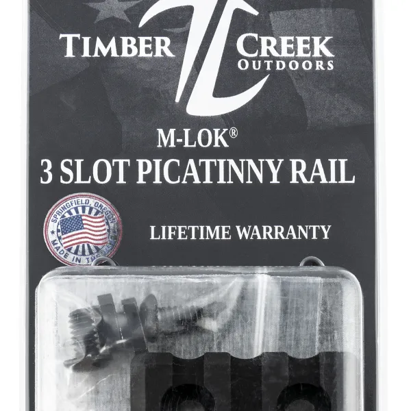 Timber Creek Outdoors M3SPRBL M-LOK 3 Slot Picatinny Rail  Black Anodized