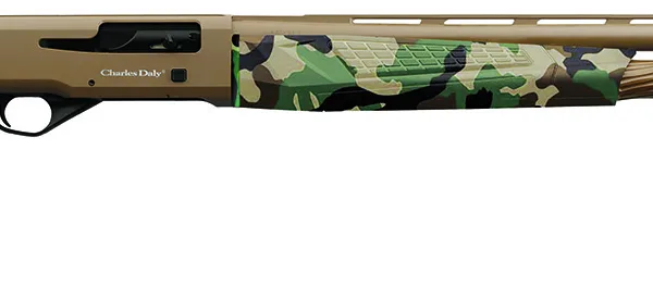 Charles Daly 930328 601  12 Gauge 4+1 3" 28" Vent Rib Barrel, Flat Dark Earth Finish Aluminum Receiver, Woodland Camo Synthetic Stock, Includes 3 Choke Tubes
