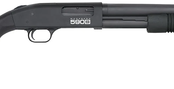 Mossberg 51605 590S  12 Gauge Pump 3" 9+1 18.50" Matte Blued Steel Barrel, Matte Blued Optic Ready Receiver, Fixed Black Synthetic Stock, Right Hand