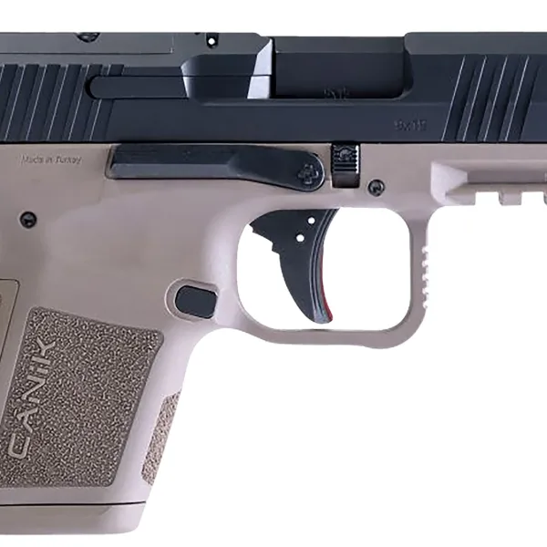 Canik HG7620BDN MC9  9mm Luger 12+1/15+1 3.18" Black Barrel, Black Optic Ready/Serrated Slide, Flat Dark Earth Polymer Frame w/Picatinny Rail, Texture Flat Dark Earth Polymer Grips