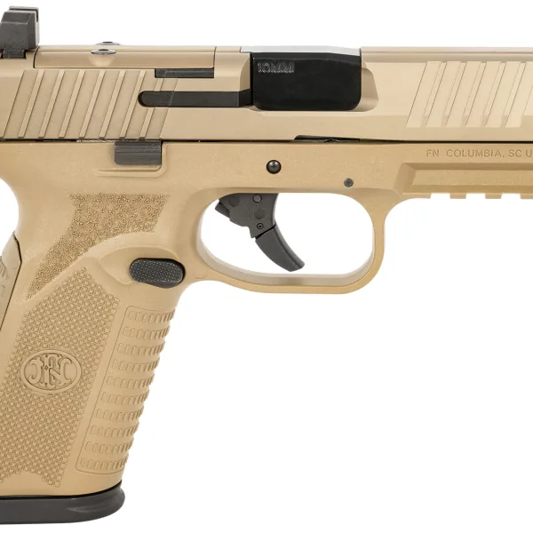 FN 66101382 510 MRD Full Size 10mm Auto 10+1, 4.10" Black Target Crown Steel Barrel, Flat Dark Earth PVD Optic Cut/Serrated Steel Slide & Polymer Frame w/Picatinny Rail, Ambidextrous