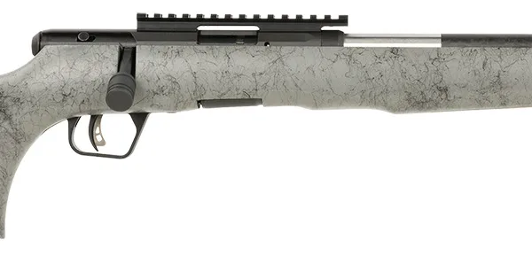 Savage Arms 70218 B Series TimberLite 22 LR 10+1 18" Carbon Fiber Threaded Barrel, Matte Black Picatinny Rail Carbon Steel Receiver, Gray w/Black Webbing Fixed Thumbhole Synthetic Stock