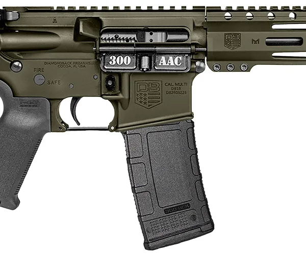 Diamondback DB1916B101 DB15  300 AAC 30+1 10" OD Green Cerakote Heavy Barrel 9" M-LOK Handguard 7075-T6 Aluminum SBA3 Brace Magpul MOE Grip