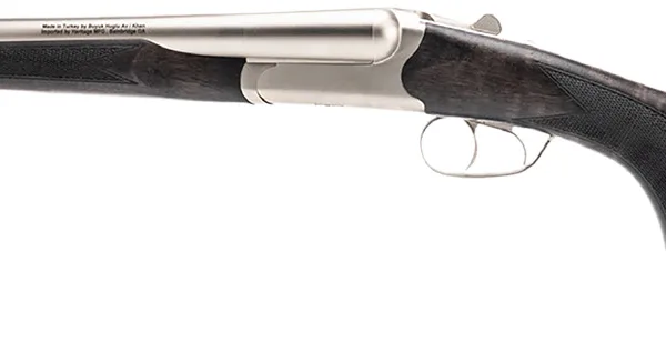 Heritage Mfg BL1218NI Badlander  12 Gauge Break Open 2rd 18.50" Nickel Side By Side Barrel & Receiver, Fixed Turkish Walnut Wood Stock