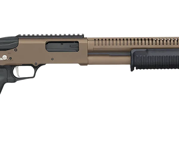 Mossberg 50756 590R  12 Gauge Pump 3" 6+1 18.50" Flat Dark Earth Cerakote Heat Shield Barrel, Flat Dark Earth Cerakote Steel Receiver, Black AR Mil-Spec Adjustable Synthetic Stock, Black Magpul Grip