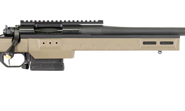 Larue Tactical LTKRGSIETE65CM23FDE 6.5 Creedmoor 23" Threaded Barrel, Picatinny Rail Receiver, Larue KRG Bravo Gray Polymer Chassis