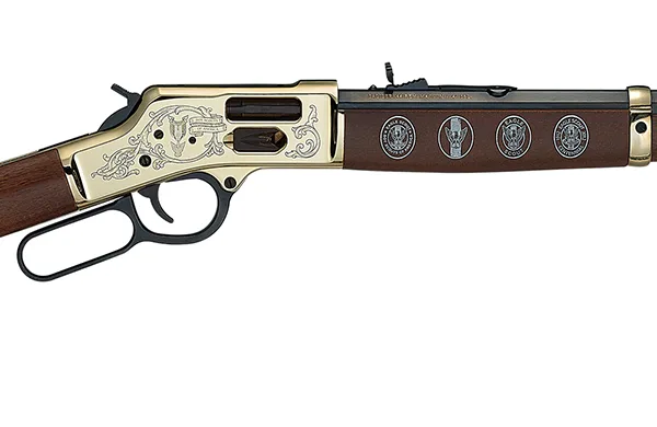 Henry H006GES2 Eagle Scout Centennial Tribute 2nd Edition 44 Special/44 Mag 10+1 20" Blued Octagon Barrel, Polished Brass w/Nickel Plating Drilled & Tapped Receiver, American Walnut Straight Stock
