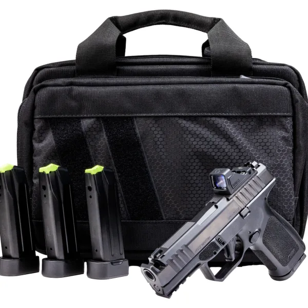 Rost Martin RM1CBLKOSP10CA(COMP)-P RM1C Comp Bundle *CA Compliant Compact Frame 9mm Luger 10+1 4" Compensated Barrel, Black Nitron Steel Integrated Compensator/Serrated w/Optic Slide, Black Polymer Fr