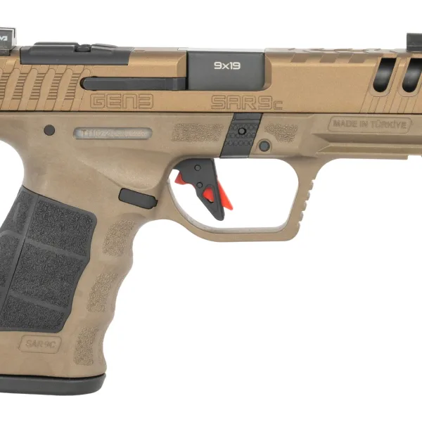 Sarsilmaz SAR9CG3BR10 SAR9 Gen3 Compact 9mm Luger 10+1 4.10" Black Barrel, Bronze Steel Optic Cut/Serrated Slide, Bronze Polymer Frame w/Picatinny Rail, Textured Grip, RMSc Footprint