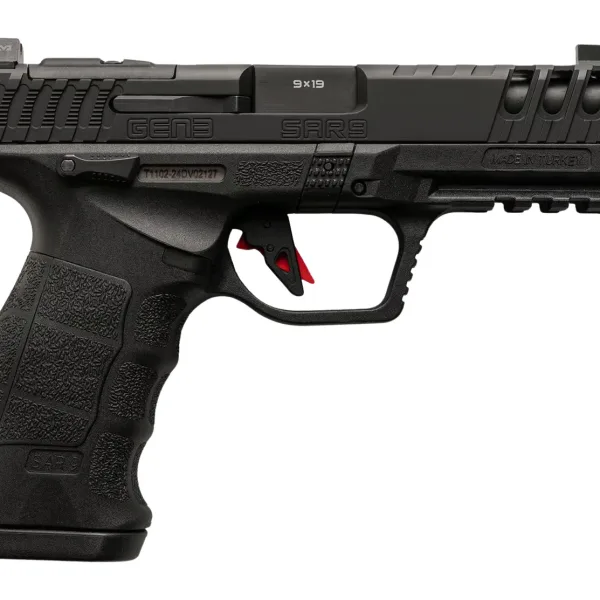 Sarsilmaz SAR9G3BL10 SAR9 Gen3 Full Size 9mm Luger 10+1 4.50" Black Barrel, Black Steel Optic Cut/Serrated Slide, Black Polymer Frame w/Picatinny Rail, Interchangeable Backstrap Grip, RMSc Footprint