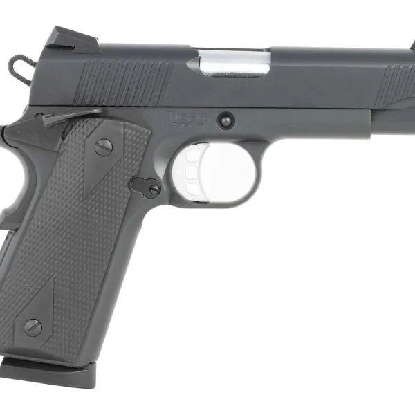Tisas Arms 10100119 1911  Carry 45 ACP 8+1 4.25" Black Cerakote Carbon Steel Serrated Slide & Frame w/Beavertail, Black Rubber Grip