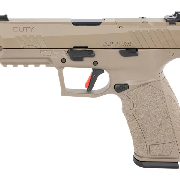 Tisas Arms 15000105 PX-9 Gen3 Duty 9mm Luger 20+1 4.12" Flat Dark Earth Carbon Steel Optic Ready/Serrated Slide, Flat Dark Earth Polymer Frame w/Picatinny Rail, Rubber Grip, RMR Footprint