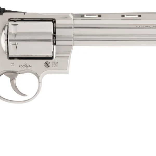 Colt Mfg KODIAKSP8RTS Kodiak  44 Mag 6 Shot 8" Stainless Ported Vent Rib Barrel, Stainless Unfluted Cylinder & Stainless Steel Frame, Black Rubber Grip, Exposed Hammer