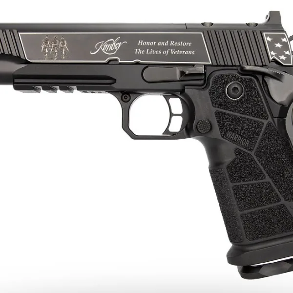 Kimber Mfg, Inc 3700895 DS Warrior Boot Campaign 9mm Luger 20+1 5" Matte Stainless Deep Crown Barrel, KimPro Black Engraved/Optic Cut/Serrated Slide, Black Stainless Steel Frame w/Beavertail & Picatin