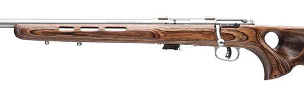 Savage Arms 25795 Mark II BTV Full Size 22 LR 5+1 21" Satin Heavy Button Rifled Barrel, Satin Drilled & Tapped Stainless Steel Receiver, Satin Brown Thumbhole Laminate Stock, Left Hand