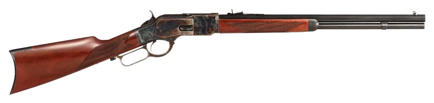 Taylors & Company 550220COM 1873 Comanchero Uberti Full Size 38 Special/357 Mag 10+1 20" Blued Octagon Barrel, Color Case Hardened Steel Receiver, Checkered Walnut Fixed Stock, Right Hand