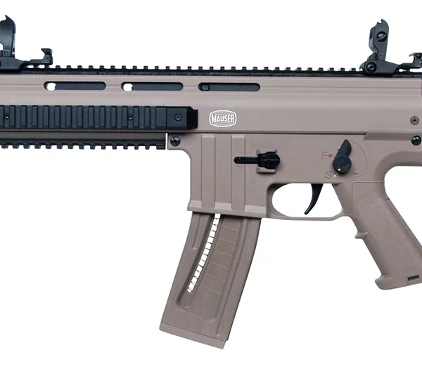 Mauser Rimfire 4150014 M-15  22 LR 22+1 16.50" Barrel w/Flash Hider, Steel Receiver w/Tan Finish, Flip Up Front & Rear Sights, Side Folding Stock w/Adjustable Cheekrest, Manual Thumb Safety