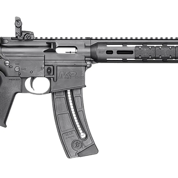 Smith & Wesson 10213 M&P15 Sport 22 LR 25+1 16.50" Carbon Steel Barrel, Adjustable Magpul MOE SL  Stock, Magpul M-Lok Mounting System, MagPul Folding MBUS Sights, Functioning Charging  Handle, Optics