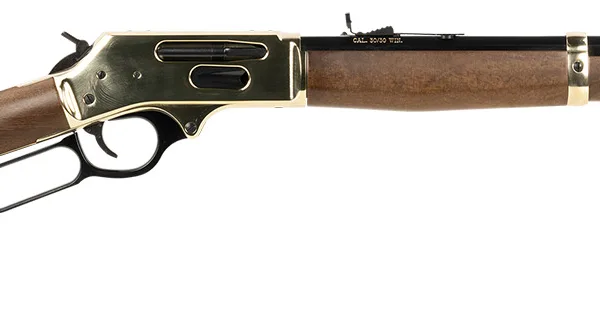 Henry H009BG Side Gate  Full Size 30-30 Win 5+1 20" Blued Steel Barrel, Brass Polished Drilled & Tapped Brass Receiver, American Walnut Fixed Stock, Right Hand