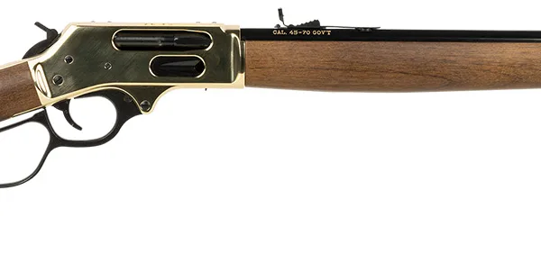 Henry H010BG Side Gate  45-70 Gov 4+1 22" Blued Octagon Barrel, Polished Brass Hardened Rec, American Walnut Stock Furniture, Large Loop Lever, Adj. Sight