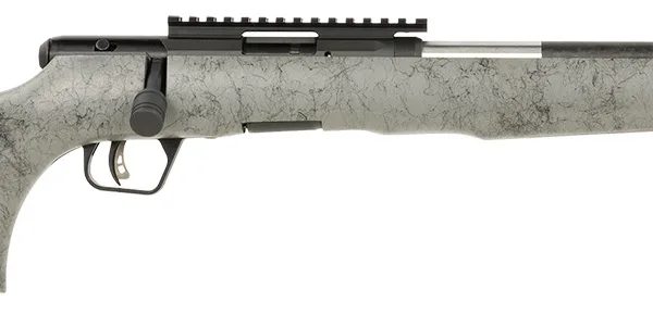 Savage Arms 70518 B Series TimberLite 22 WMR 10+1 18" Carbon Fiber Threaded Barrel, Matte Black Picatinny Rail Carbon Steel Receiver, Gray w/Black Webbing Fixed Thumbhole Synthetic Stock