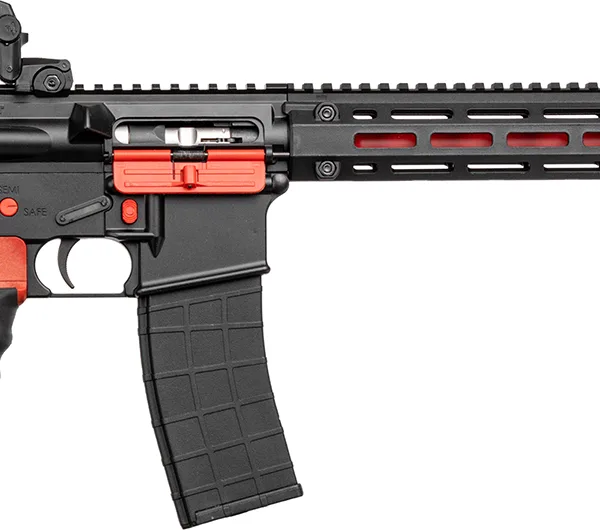 Tippmann Arms A101111 M4 Redline MSR 22 LR 25+1 16" Red Parkerized Fluted Threaded Barrel, Matte Black/Red Aluminum Receiver w/Picatinny Rail, M-LOK Handguard, Black Adj CAR15 Polymer Stock, Red/Black
