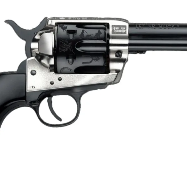 Pietta PFI357PR434BP 1873 Great Western II Pendleton Round?Up 357 Mag 6 Shot 4.75" Blued Engraved Barrel & Cylinder, Ultra Black Engraved Grip, Exposed Hammer