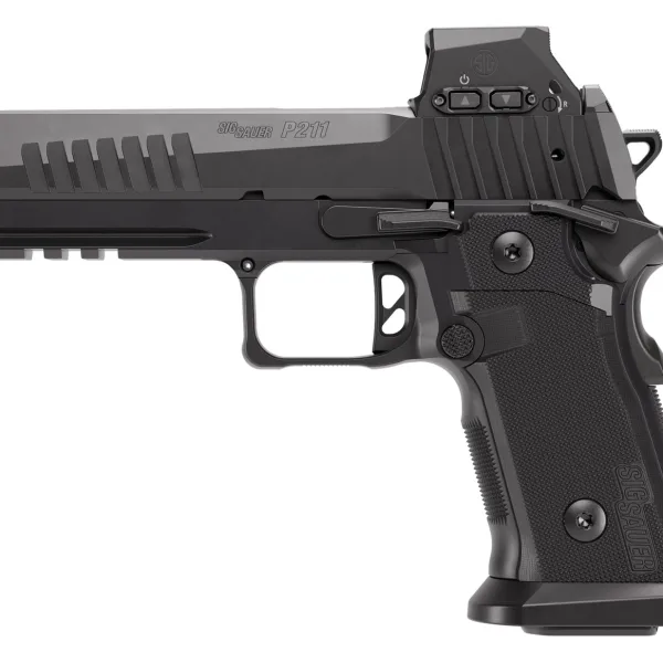 Sig Sauer 211F9GT5RXSL P211 GT5 w/Optic Full Size 9mm Luger 21+1 5" Black Barrel, Black Nitron Stainless Steel Serrated w/Optic Slide & Frame w/Beavertail & Picatinny Rail, G10 Grip Panels, Sig ROMEO-