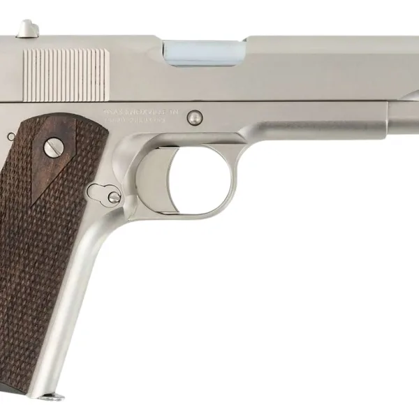 Tisas Arms 10100562 1911 A1 Stakeout 9mm Luger 38 Super 5" Stainless Steel Barrel, Nickel Carbon Steel Serrated Slide & Frame w/Beavertail, Walnut Grip