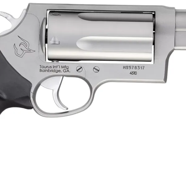 Taurus 2-441039MAG Judge Magnum Compact 45 Colt (LC)/410 Mag 5rd, 3" Matte Stainless Steel Barrel, Cylinder & Frame, Black Finger Groove Grip, Exposed Hammer