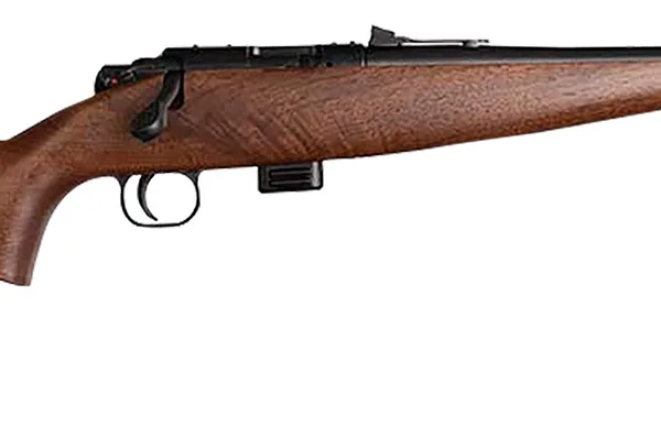 Crickett KSA20411 Model 722 Sporter Compact Youth 22 LR 7+1 16.25" Blued Barrel & Receiver, Fixed Front/Adjustable Rear Sights, Walnut Stock w/13.5" LOP, Rebounding Firing Pin Safety
