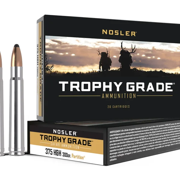 Nosler 40606 Trophy Grade Safari  375H&HMag 300gr Nosler Spitzer Partition 20 Per Box/10 Case