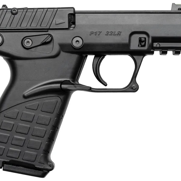 Kel-Tec P17BBLK P17  Compact Frame 22 LR 16+1 3.80" Black Steel Threaded Barrel, Black Serrated Slide, Black Polymer Frame w/Picatinny Rail, Textured Grip, Ambidextrous