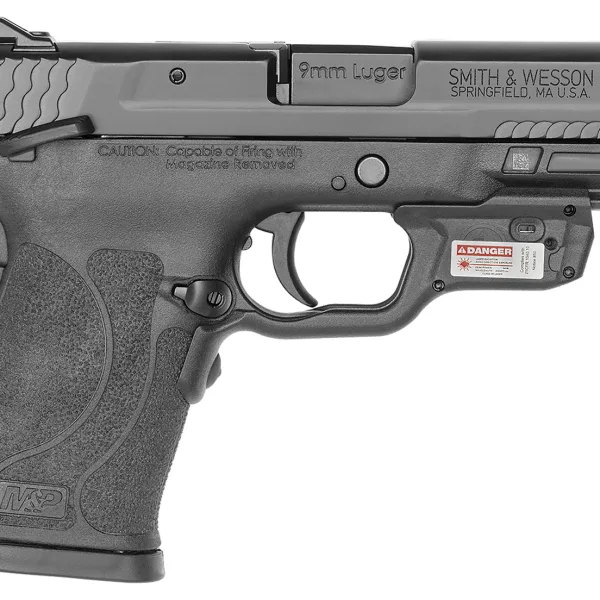 Smith & Wesson 12438 M&P Shield EZ M2.0 9mm Luger 8+1 3.67" Barrel,  Black Polymer Frame With Picatinny Acc. Rail, Armornite Stainless Steel Slide, Manual Safety Includes Crimson Trace Red Laserguard