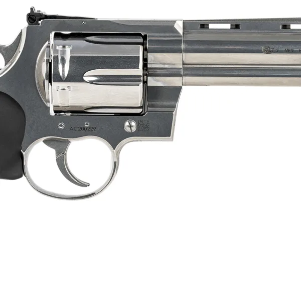 Colt Mfg ANACONDASP6RTS Anaconda  44 Mag 6 Shot 6" Stainless Recessed Target/Vent Rib Barrel,  Cylinder & Frame, Black Hogue Rubber w/Finger Grooves Grip