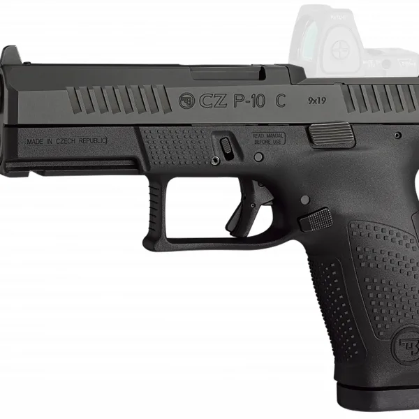 CZ-USA 91513 P-10 C  Compact 9mm Luger 17+1 4.02" Black Threaded Barrel, Black Nitride Optic Ready/Serrated Steel Slide, Black Polymer Frame w/Picatinny Rail, Interchangeable Backstrap Grip