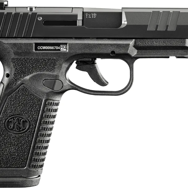 FN 66101759Micro-Compact Frame 9mm Luger 18+1 3.80" Black Target Crown Steel Barrel, Black PVD Optic Cut/Serrated Stainless Steel Slide & Polymer Frame w/Picatinny Rail, Interchangeable Backstrap Grip