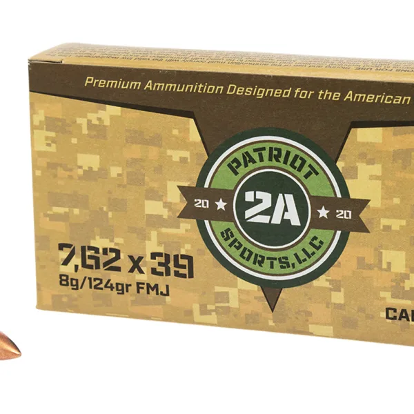 PATRIOT SPORTS LLC P762124F   7.62x39mm 124gr Full Metal Jacket 20 Per Box/50 Case