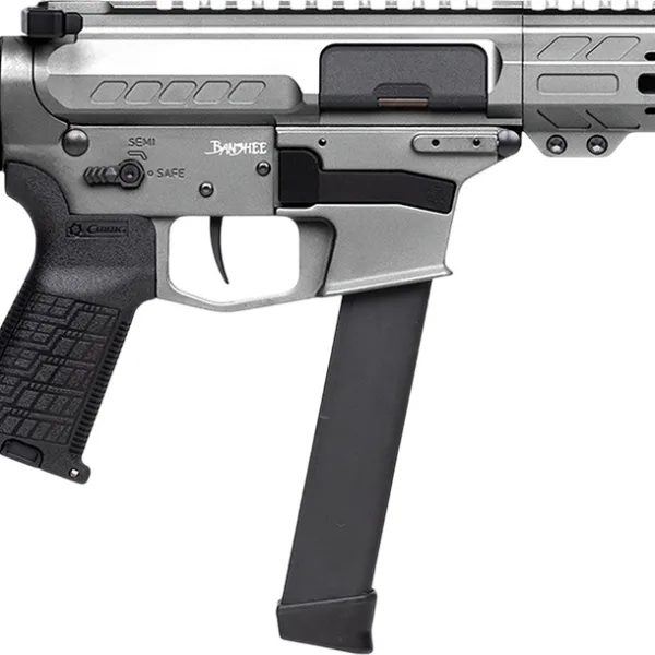CMMG 99A520FTNG Banshee FE MkGs 9mm Luger 33+1 8" Black Nitride Threaded Barrel, M-LOK Handguard, Tungsten Cerakote Aluminum Receiver w/Picatinny Rail, Black Polymer CMMG RipBrace, CMMG Zeroed Grip