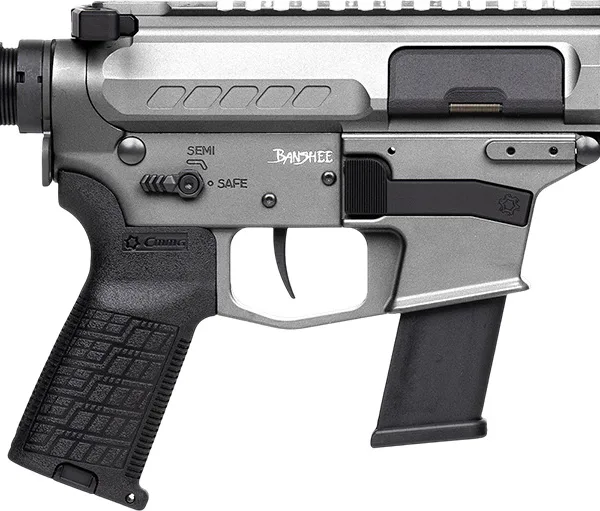 CMMG 45A150FTNG Banshee FE MkG 45 ACP 13+1 5" Black Nitride Threaded Barrel, M-LOK Handguard, Titanium Cerakote Aluminum Receiver w/Picatinny Rail, Black Polymer CMMG RipBrace, CMMG Zeroed Grip