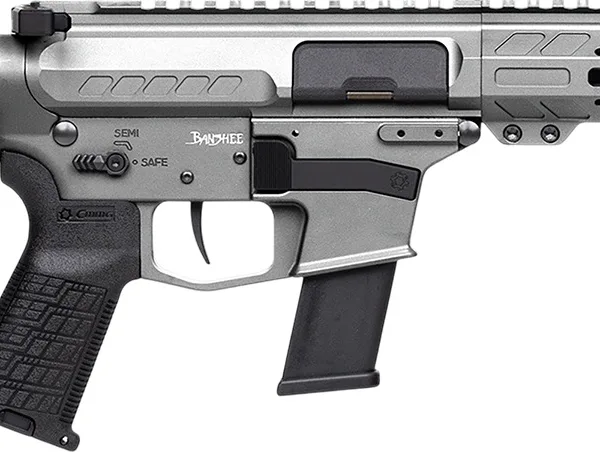 CMMG 45A890FTNG Banshee FE MkG 45 ACP 13+1 8" Black Nitride Threaded Barrel, M-LOK Handguard, Titanium Cerakote Aluminum Receiver w/Picatinny Rail, Black Polymer CMMG RipBrace, CMMG Zeroed Grip
