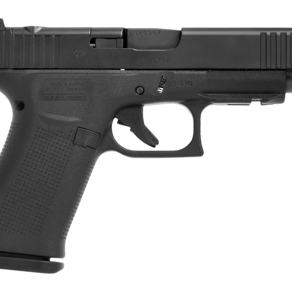 Glock PA4850203FRMOS G48 MOS Slim Compact 9mm Luger 15+1 4.17" Black GMB Barrel, Black nDLC Optic Ready/Serrated Steel Slide, Black Polymer Frame w/Beavertail & Front Rail, Black Textured Polymer Grip