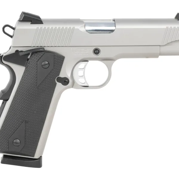 Tisas Arms 10100123 1911  Carry 45 ACP 8+1 4.25" Stainless Steel Serrated Slide & Frame w/Beavertail, Black Rubber Grip