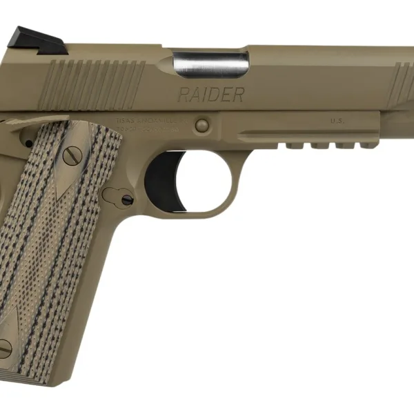 Tisas Arms 10100549 1911 Duty 9mm Luger 9+1 5" Stainless Barrel, Flat Dark Earth Cerakote Stainless Steel Serrated Slide & Frame w/Picatinny Rail, G10 Grip