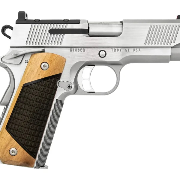 Kimber Mfg, Inc 3500405 Next Generation Pro 9mm Luger 9+1 4" Stainless Crowned Bull Barrel, Matte Stainless Steel Optic Ready/Serrated Slide, Matte Stainless Steel Frame w/Beavertail, Black Walnut w/G