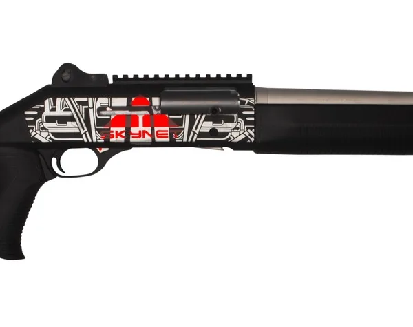 MAC 21000154AA1 1014 Judgement Day 12 Gauge Semi-Auto 3" 5+1 18.50" Anodized Steel Barrel, Black/Gray Anodized Receiver w/Red "SKYNET" & Picatinny Rail, Synthetic Stock, Black Polymer Grip