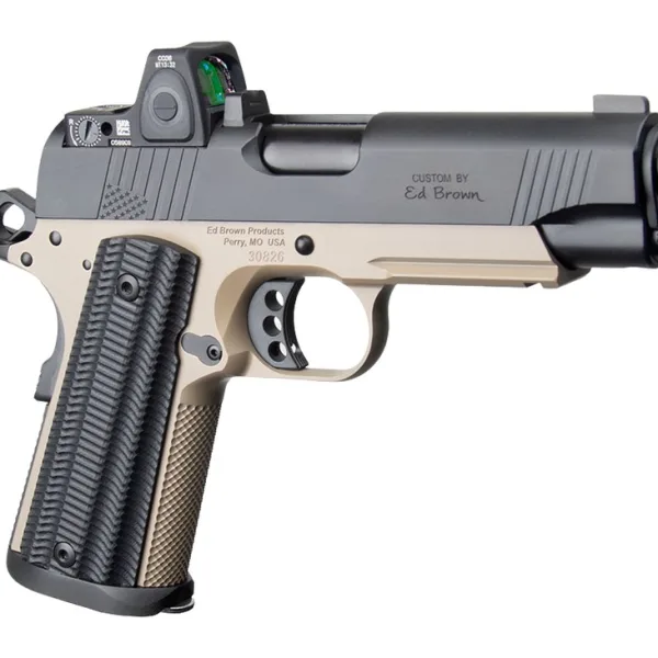 Ed Brown  Special Forces Commander SOCOM w/Optic 45 ACP 7+1 4.25" Black Nitride Barrel, Black Gen4 Stainless Steel Serrated w/Optic Slide, Flat Dark Earth Gen4 Stainless Steel Frame w/Accessory Rail,